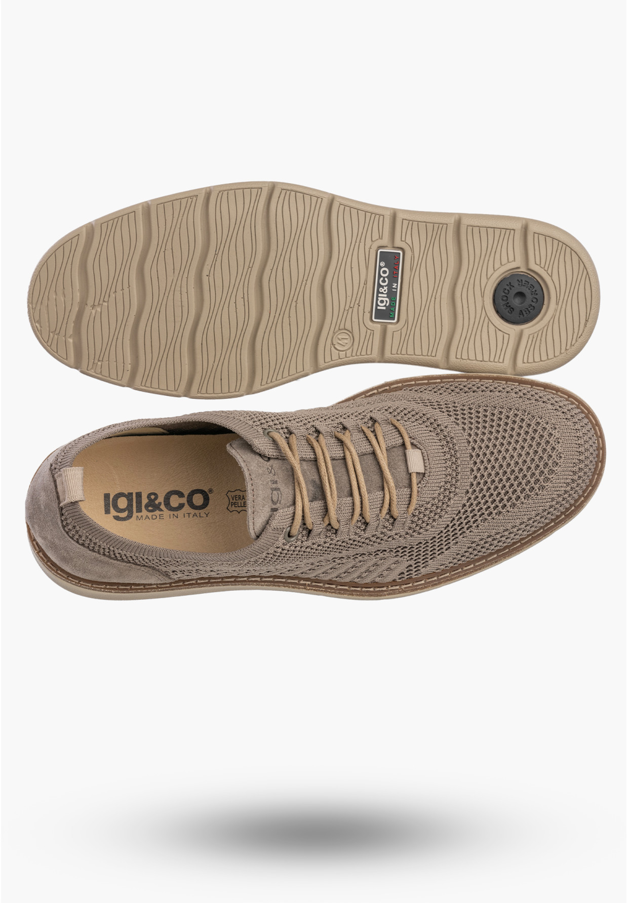 Półbuty Męskie Buty Eleganckie Sneakersy Skóra Naturalna Beżowe IGI&CO 1104022