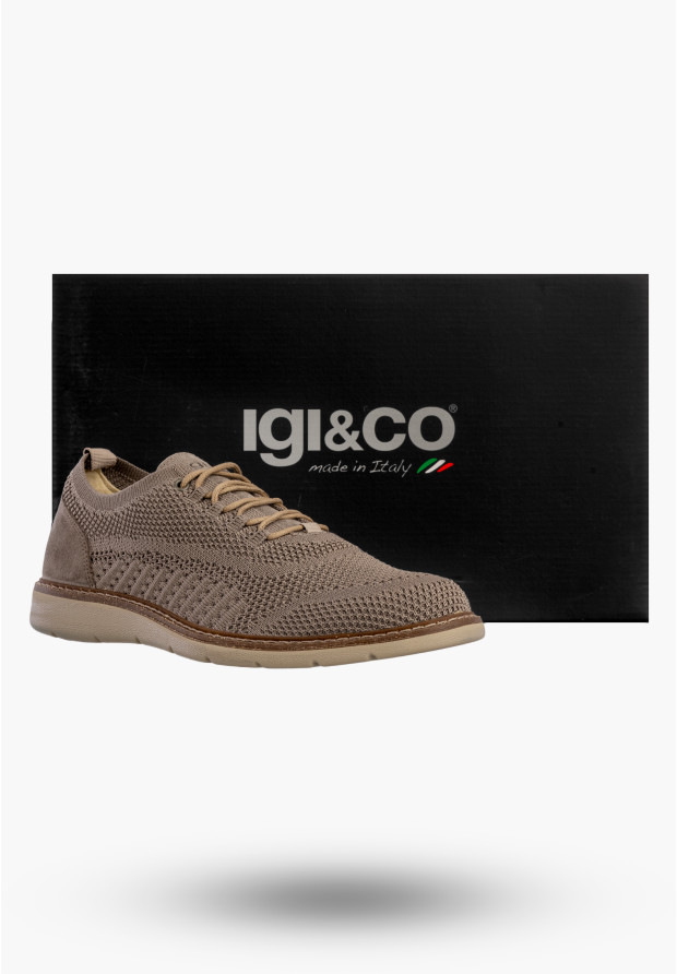 Półbuty Męskie Buty Eleganckie Sneakersy Skóra Naturalna Beżowe IGI&CO 1104022