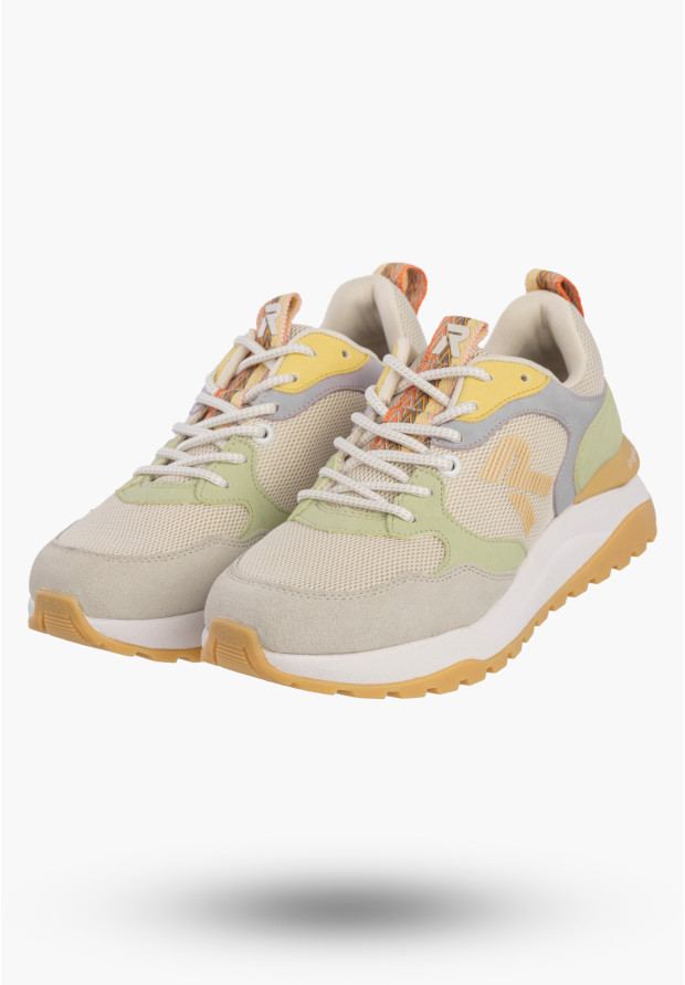 Buty Damskie RIEKER Półbuty Skórzane Sportowe Sneakersy Beżowe W2506-60