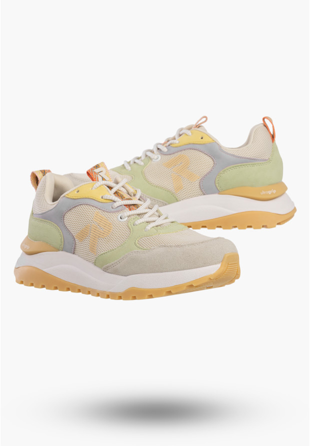 Buty Damskie RIEKER Półbuty Skórzane Sportowe Sneakersy Beżowe W2506-60