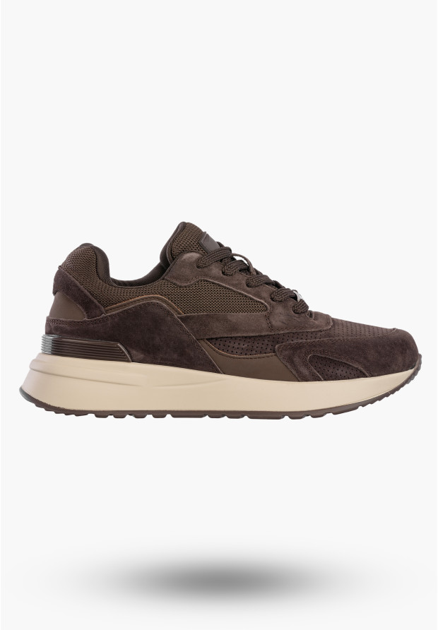 Sneakersy Damskie Skórzane Buty Sportowe na platformie Brązowe Filippo DP7728/26
