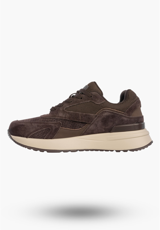 Sneakersy Damskie Skórzane Buty Sportowe na platformie Brązowe Filippo DP7728/26