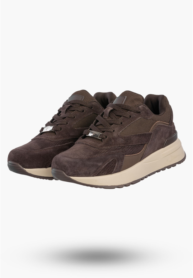Sneakersy Damskie Skórzane Buty Sportowe na platformie Brązowe Filippo DP7728/26