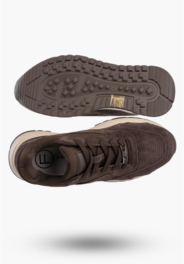 Sneakersy Damskie Skórzane Buty Sportowe na platformie Brązowe Filippo DP7728/26