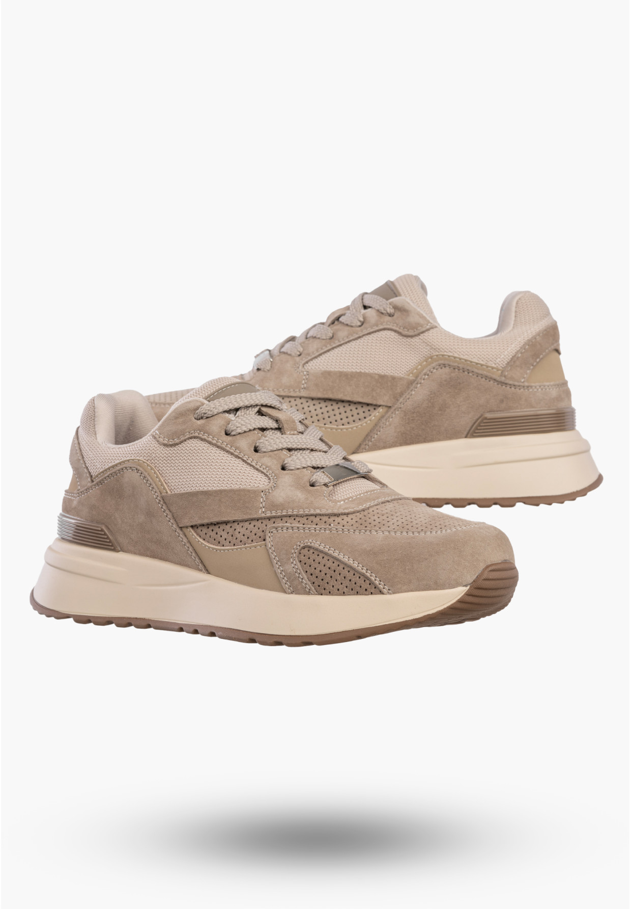 Sneakersy Damskie Skórzane Buty Sportowe na platformie Beżowe Filippo DP7728/26