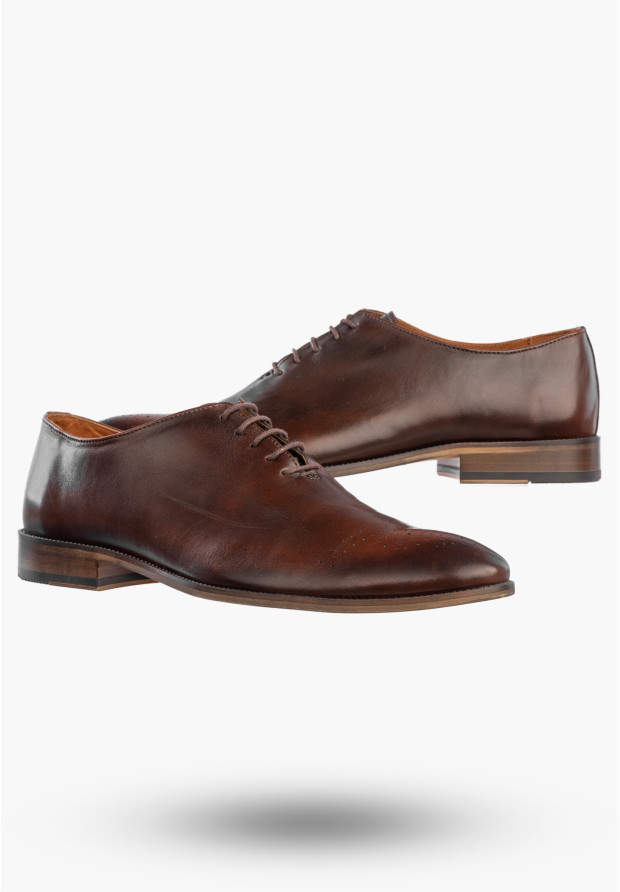 Półbuty Wizytowe Męskie Skórzane Buty Eleganckie Oksfordy Brązowe Dragonet