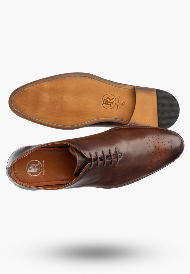 Półbuty Wizytowe Męskie Skórzane Buty Eleganckie Oksfordy Brązowe Dragonet
