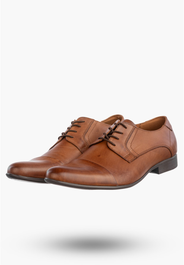 Półbuty Wizytowe Męskie Skórzane Buty Eleganckie Wygodne Brązowe Lavardii