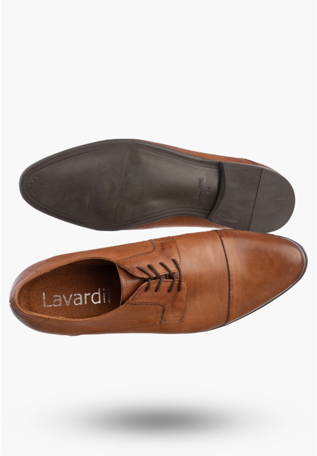 Półbuty Wizytowe Męskie Skórzane Buty Eleganckie Wygodne Brązowe Lavardii