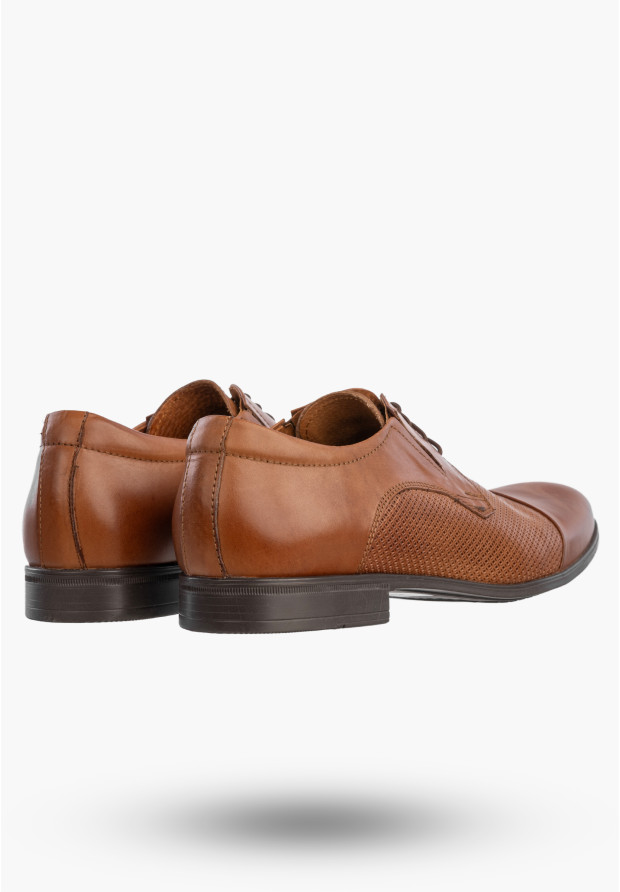 Półbuty Wizytowe Męskie Skórzane Buty Eleganckie Brązowe Lavardii