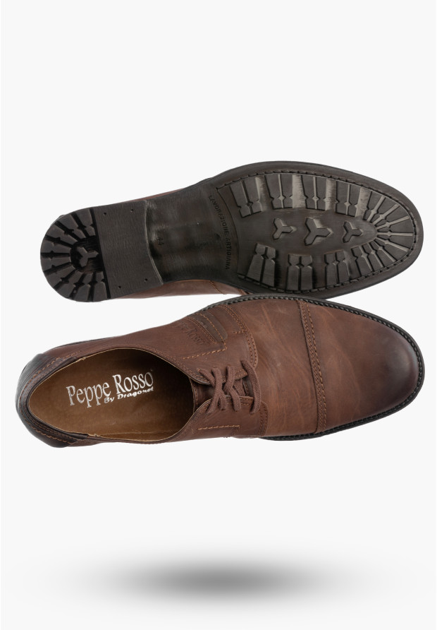 Półbuty Wizytowe Męskie Skórzane Buty Eleganckie Wygodne Brązowe Dragonet