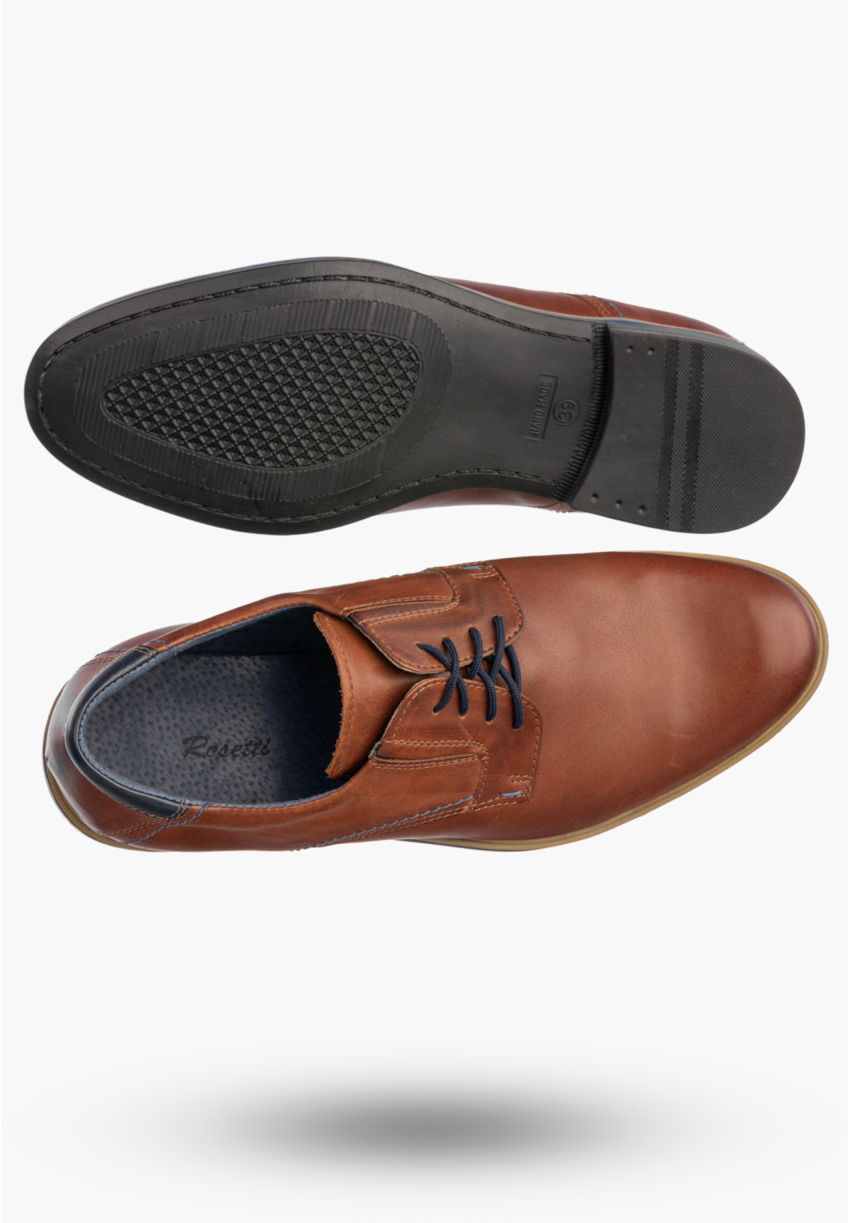 Buty Wizytowe Męskie Skórzane Półbuty Eleganckie Brązowe Rosetti