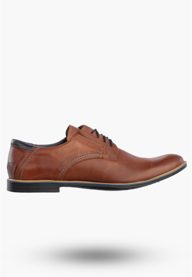 Buty Wizytowe Męskie Skórzane Półbuty Eleganckie Brązowe Rosetti