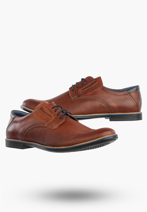Buty Wizytowe Męskie Skórzane Półbuty Eleganckie Brązowe Rosetti