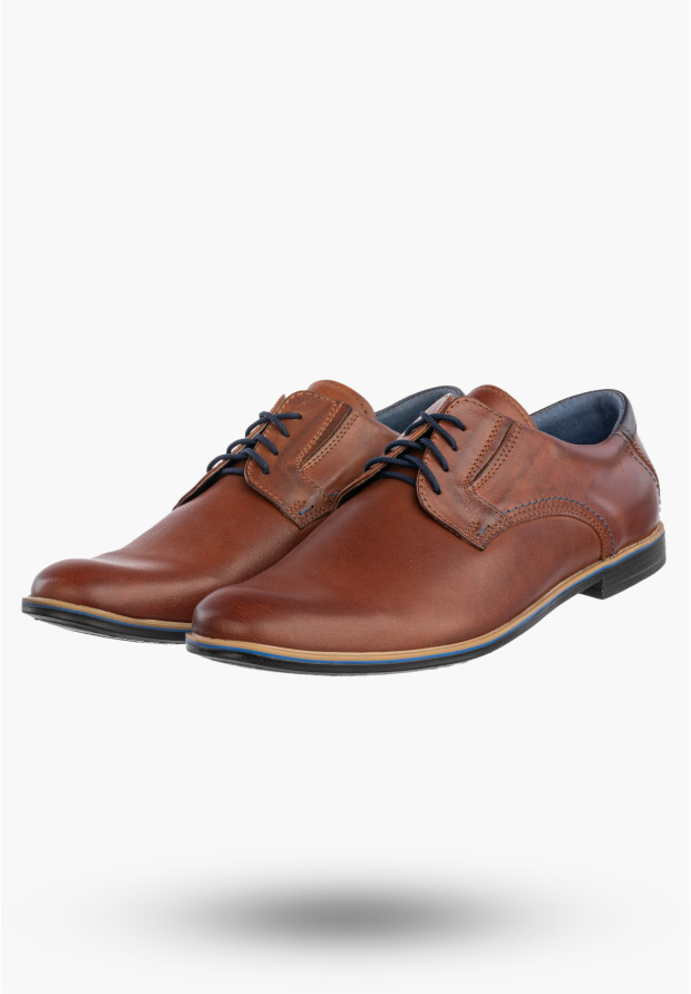 Buty Wizytowe Męskie Skórzane Półbuty Eleganckie Brązowe Rosetti