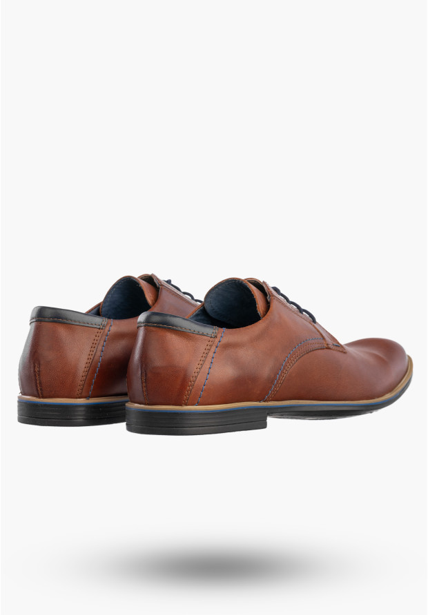 Buty Wizytowe Męskie Skórzane Półbuty Eleganckie Brązowe Rosetti