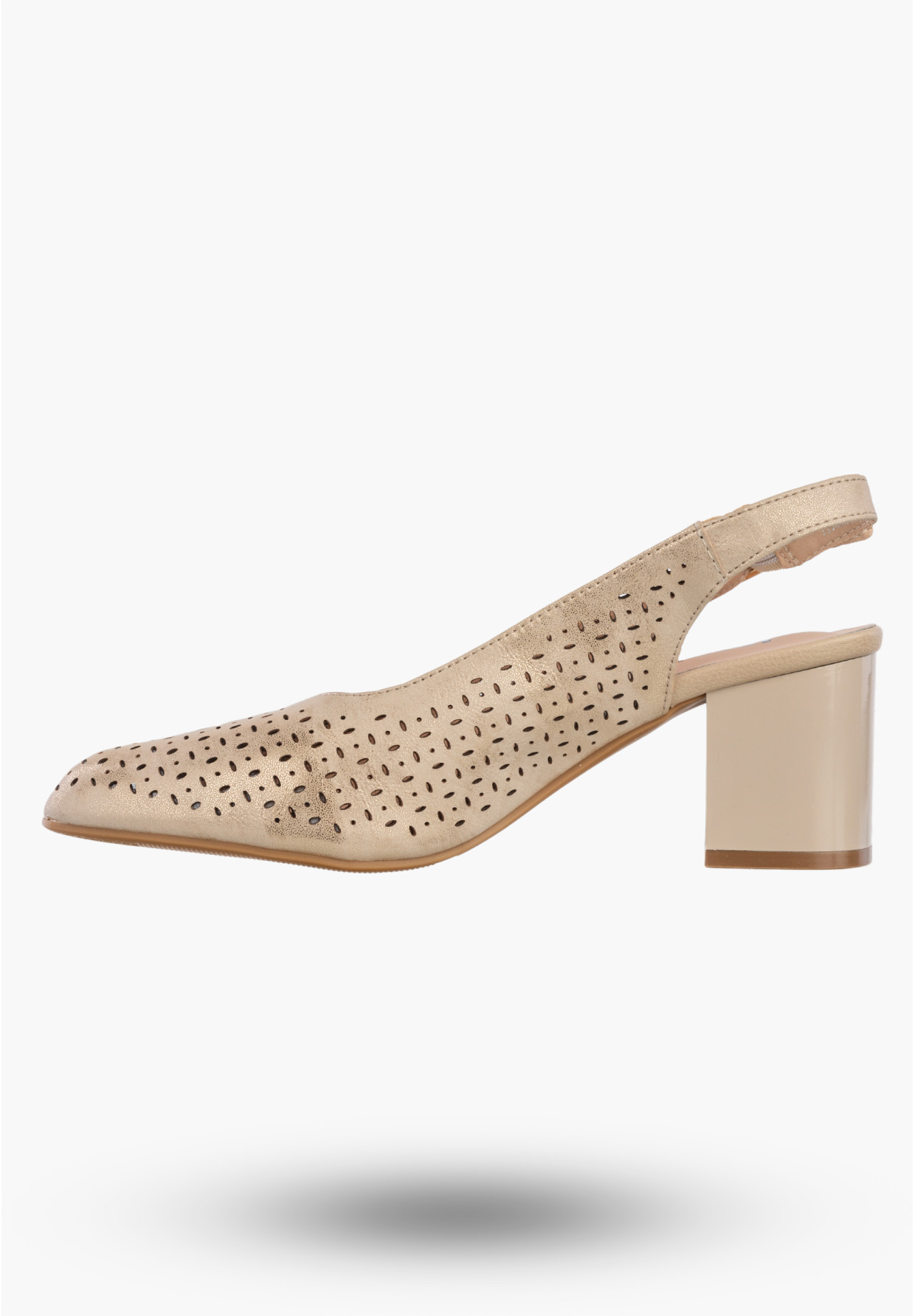 Czółenka Damskie Ekoskóra Buty Na Słupku Ażurowe Eleganckie Złote Jezzi SFY2263A-5