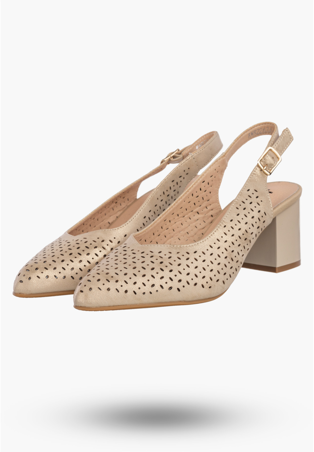 Czółenka Damskie Ekoskóra Buty Na Słupku Ażurowe Eleganckie Złote Jezzi SFY2263A-5