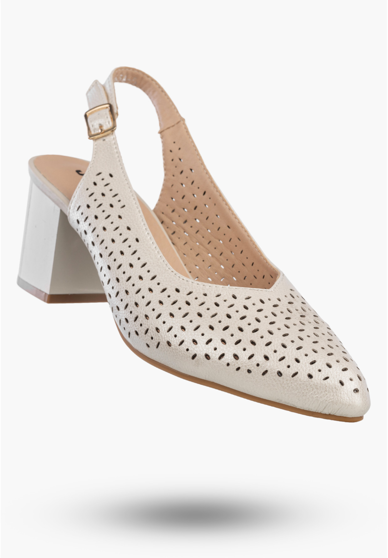Czółenka Damskie Ekoskóra Buty Na Słupku Ażurowe Eleganckie Srebrne Jezzi SFY2263A-5
