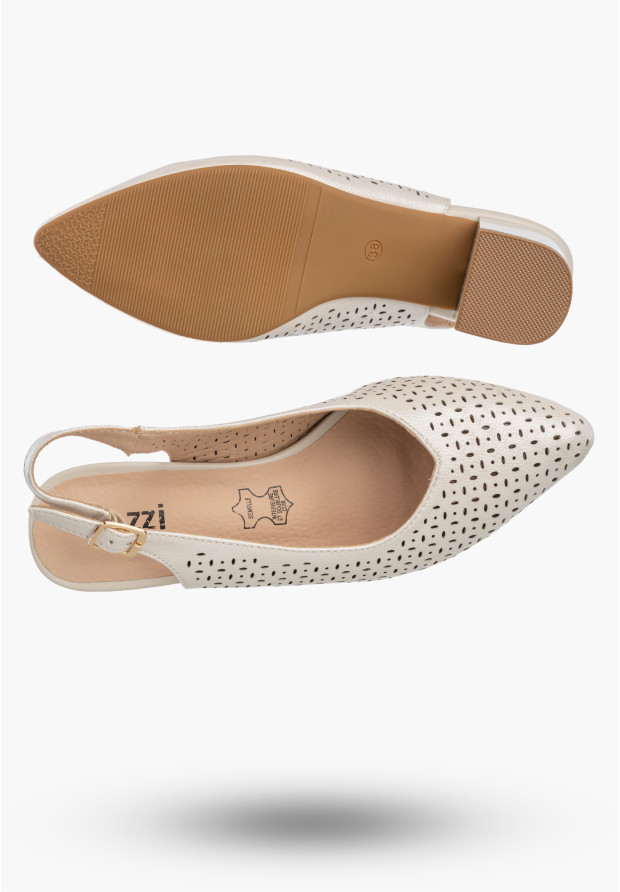 Czółenka Damskie Ekoskóra Buty Na Słupku Ażurowe Eleganckie Srebrne Jezzi SFY2263A-5