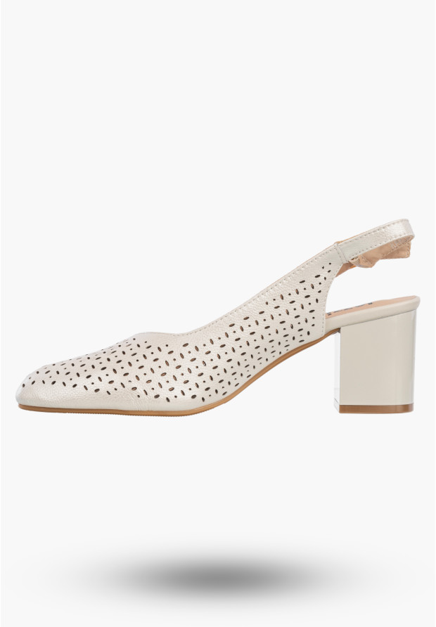 Czółenka Damskie Ekoskóra Buty Na Słupku Ażurowe Eleganckie Srebrne Jezzi SFY2263A-5
