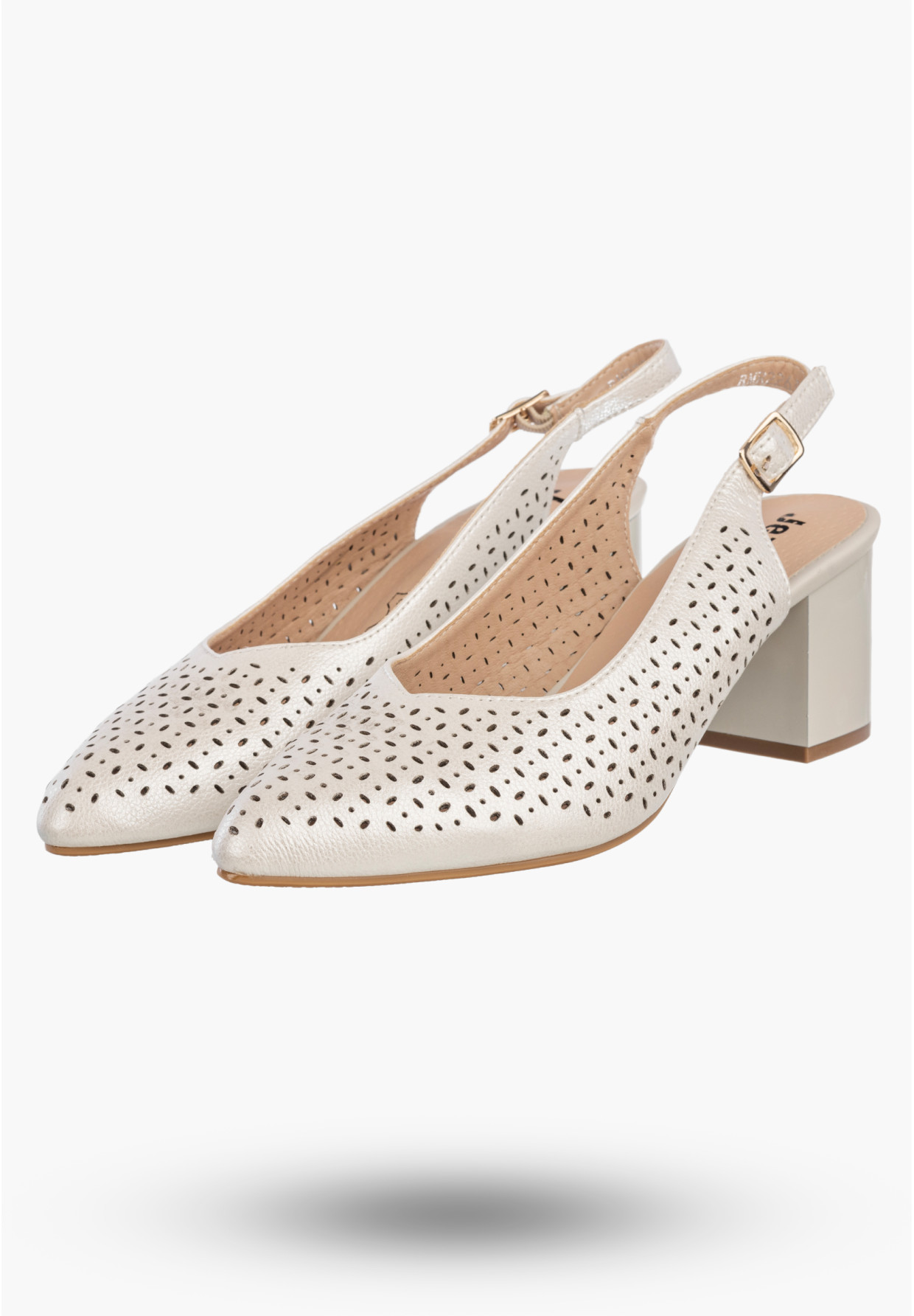 Czółenka Damskie Ekoskóra Buty Na Słupku Ażurowe Eleganckie Srebrne Jezzi SFY2263A-5
