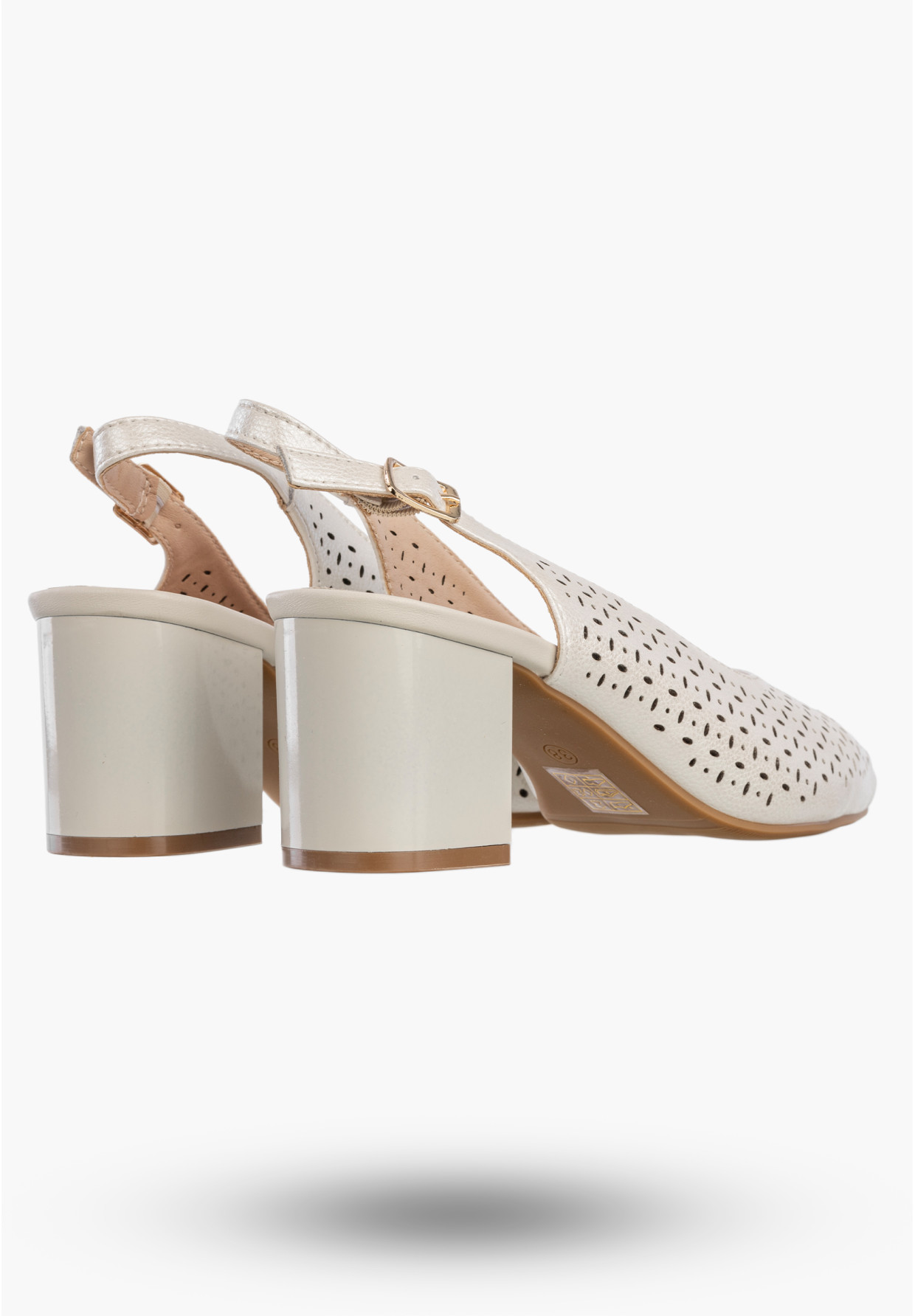 Czółenka Damskie Ekoskóra Buty Na Słupku Ażurowe Eleganckie Srebrne Jezzi SFY2263A-5