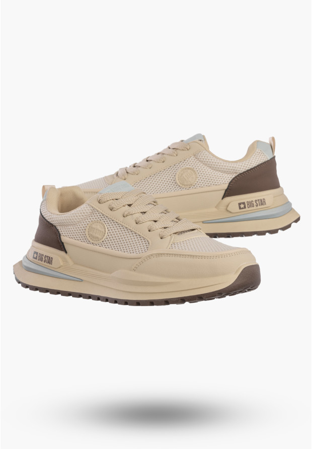 Sneakersy Męskie BIG STAR Buty Sportowe Ekoskóra Beżowe TT174316