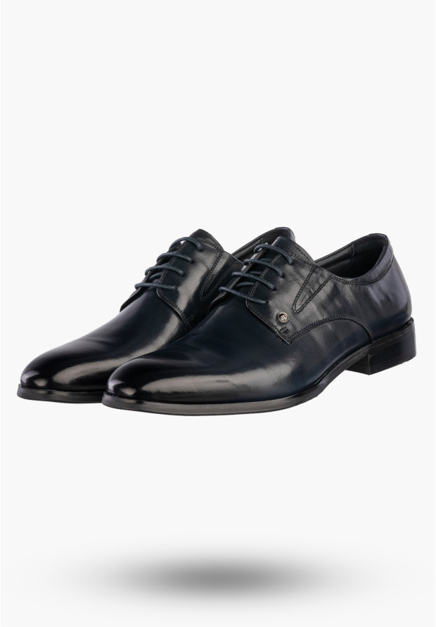 Buty Męskie JOHN DOUBARE Skórzane Półbuty Wizytowe Granatowe E22-5-178
