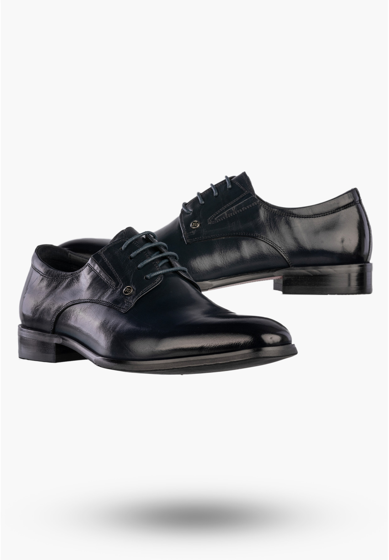 Buty Męskie JOHN DOUBARE Skórzane Półbuty Wizytowe Granatowe E22-5-178