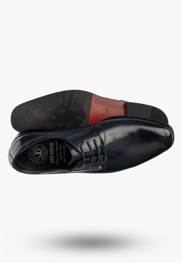 Buty Męskie JOHN DOUBARE Skórzane Półbuty Wizytowe Granatowe E22-5-178