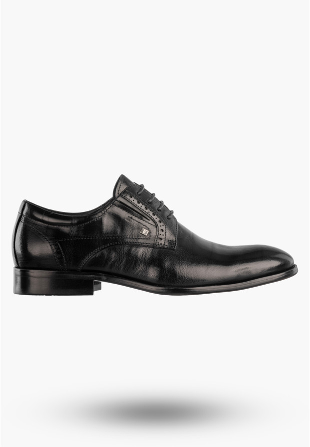 Buty Męskie JOHN DOUBARE Skórzane Półbuty Wizytowe Czarne D788-159-5