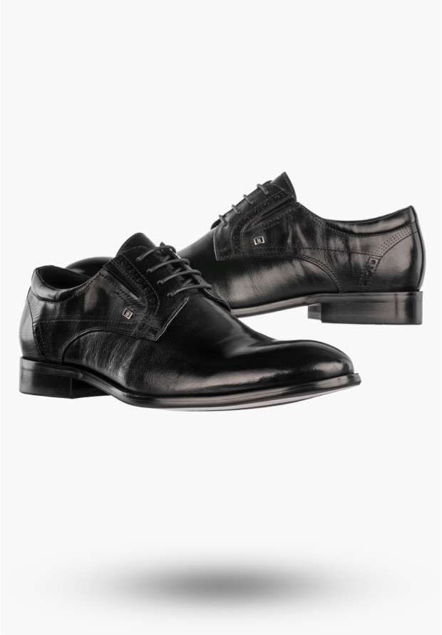 Buty Męskie JOHN DOUBARE Skórzane Półbuty Wizytowe Czarne D788-159-5