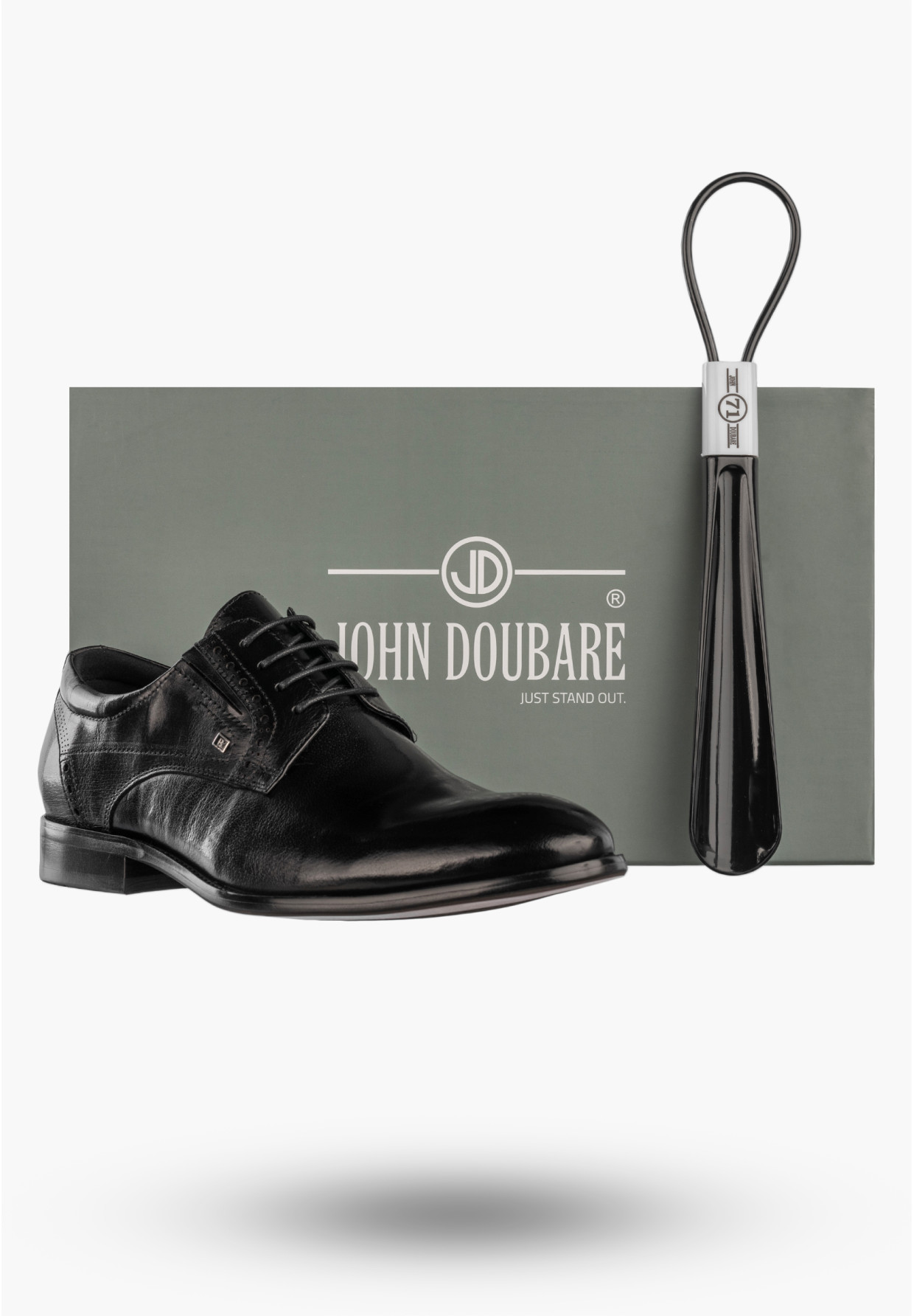 Buty Męskie JOHN DOUBARE Skórzane Półbuty Wizytowe Czarne D788-159-5