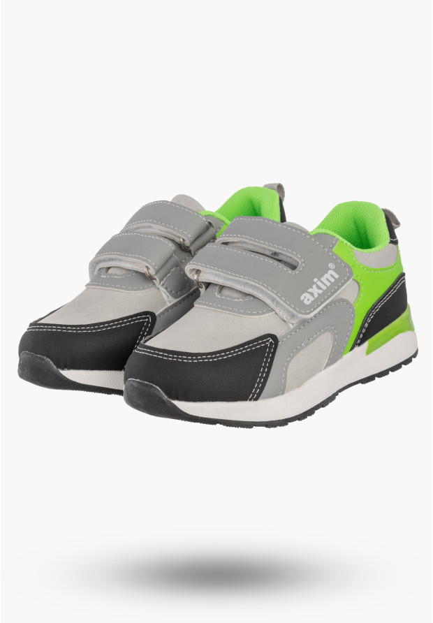 Sneakersy Dziecięce Ekoskóra Buty Sportowe Na Rzepy Szare Axim 1A25410S