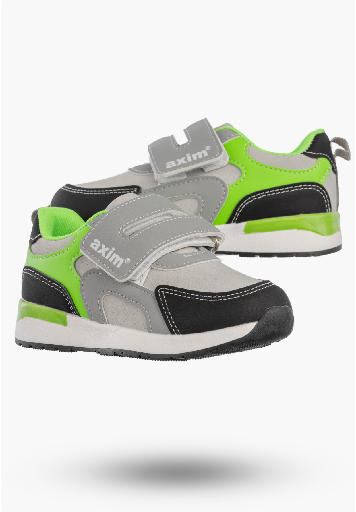Sneakersy Dziecięce Ekoskóra Buty Sportowe Na Rzepy Szare Axim 1A25410S