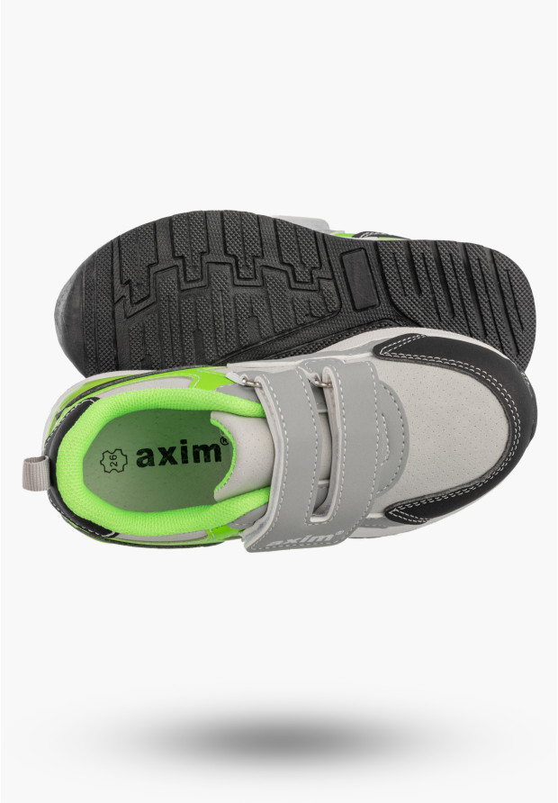 Sneakersy Dziecięce Ekoskóra Buty Sportowe Na Rzepy Szare Axim 1A25410S