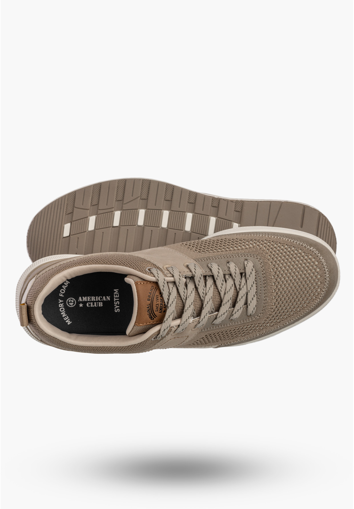 Sneakersy Męskie Buty Sportowe Lekkie Wygodne Półbuty Beżowe AMERICAN CLUB RH175
