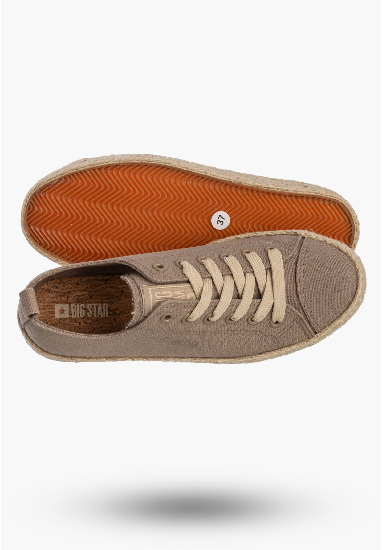 Trampki Damskie BIG STAR Sportowe Buty Espadryle Casual Brązowe TT274099