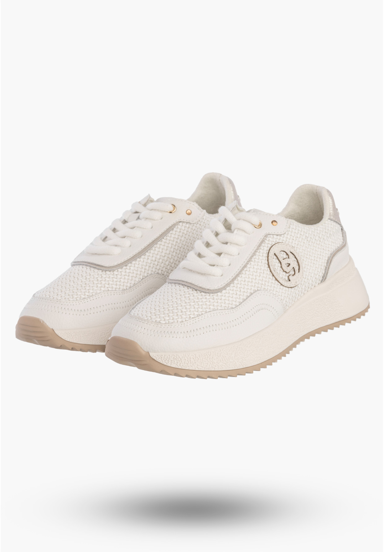 Sneakersy Damskie Skórzane Buty Niskie Casual Półbuty Białe Jezzi OL39-5