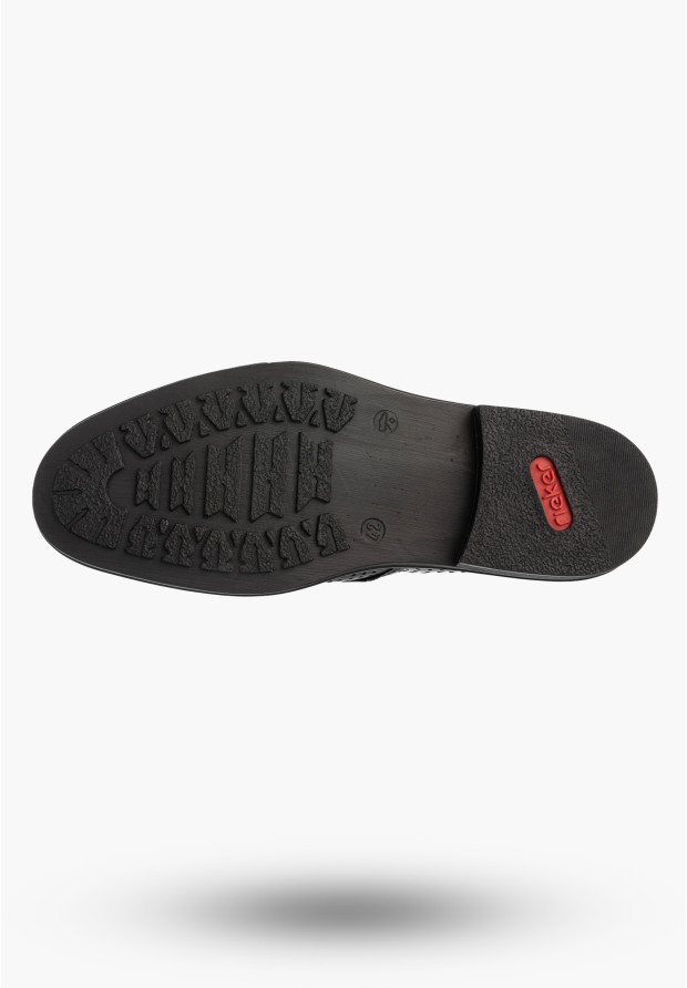 Buty Męskie RIEKER Półbuty Skórzane Eleganckie Wizytowe Czarne 17626-00