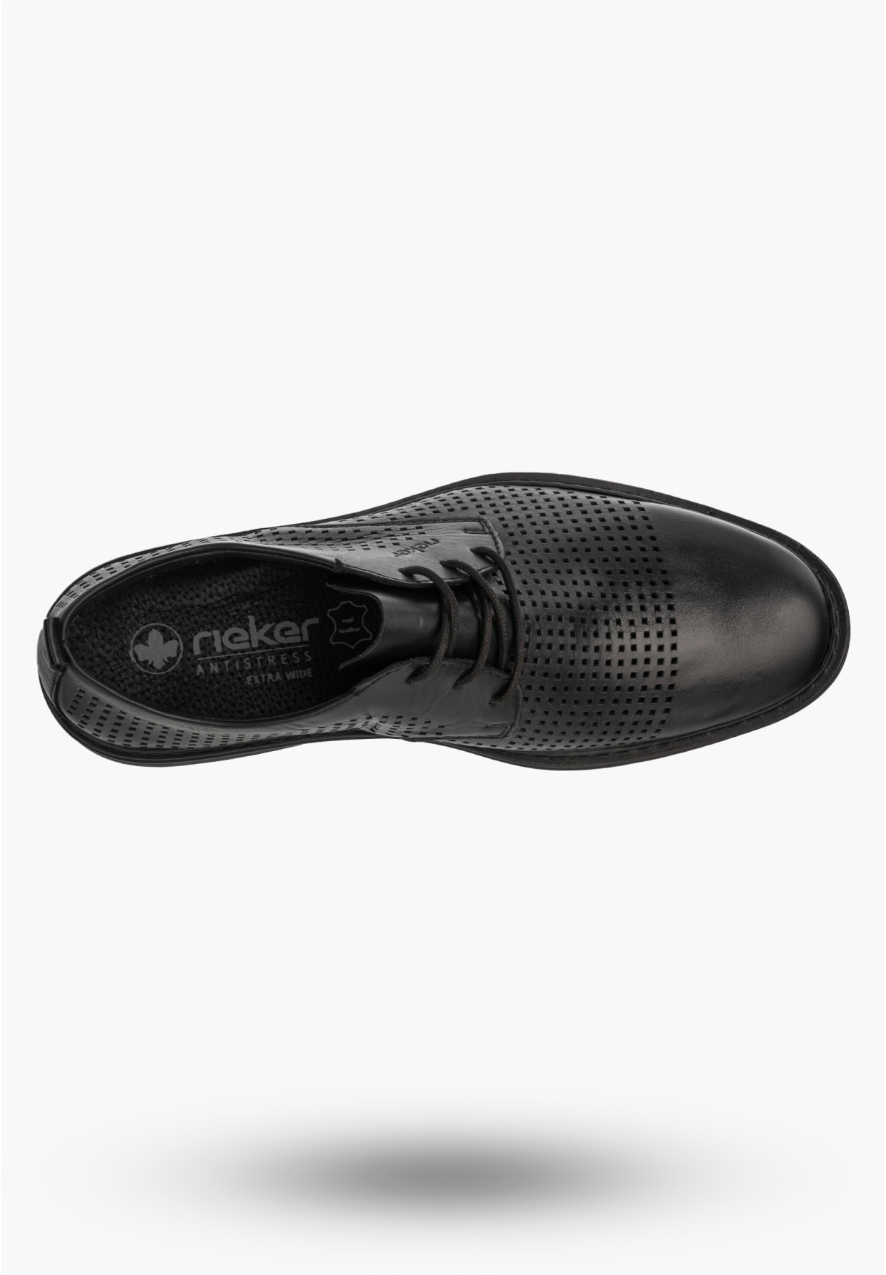 Buty Męskie RIEKER Półbuty Skórzane Eleganckie Wizytowe Czarne 17626-00