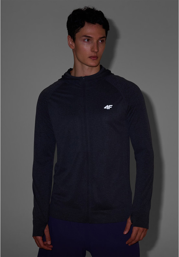 Bluza Męska 4F Sportowa Rozpinana Z Kapturem Szybkoschnąca Szara 4FWSS25TFSWM544