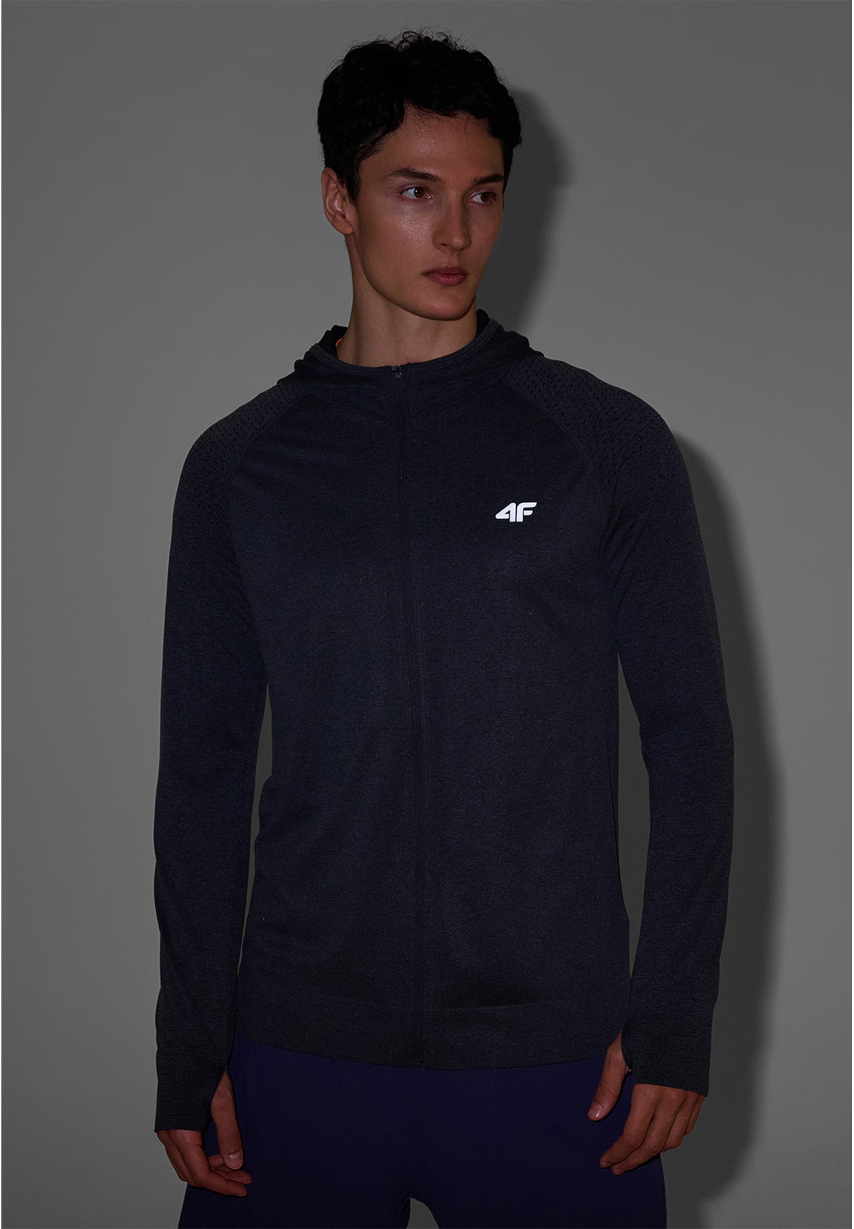 Bluza Męska 4F Sportowa Rozpinana Z Kapturem Szybkoschnąca Szara 4FWSS25TFSWM544