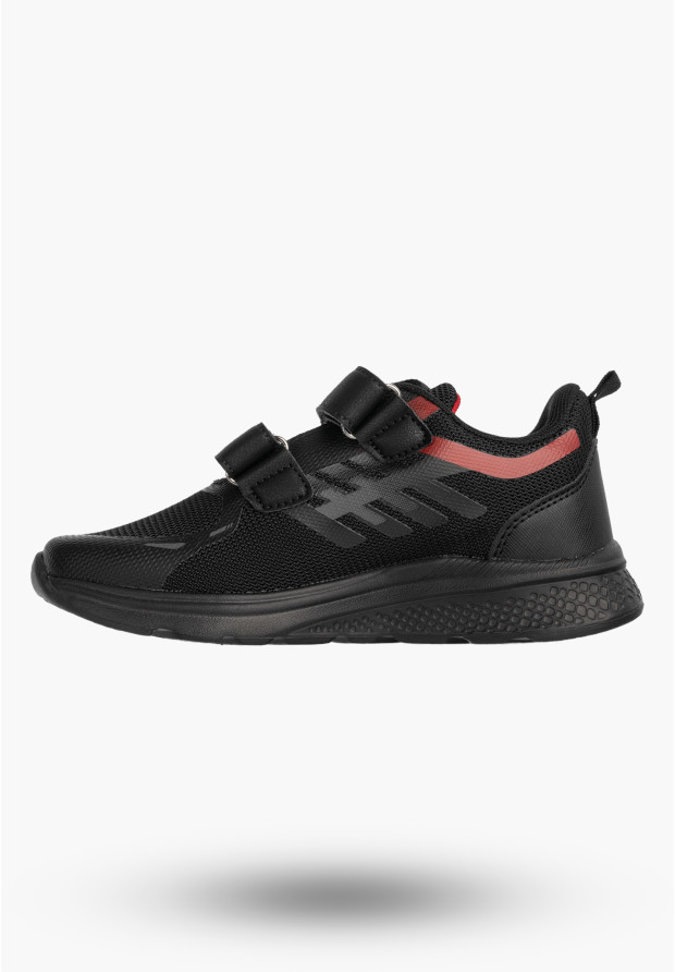 Buty Chłopięce Sneakersy Na Rzepy Sportowe Materiałowe Czarne A-521