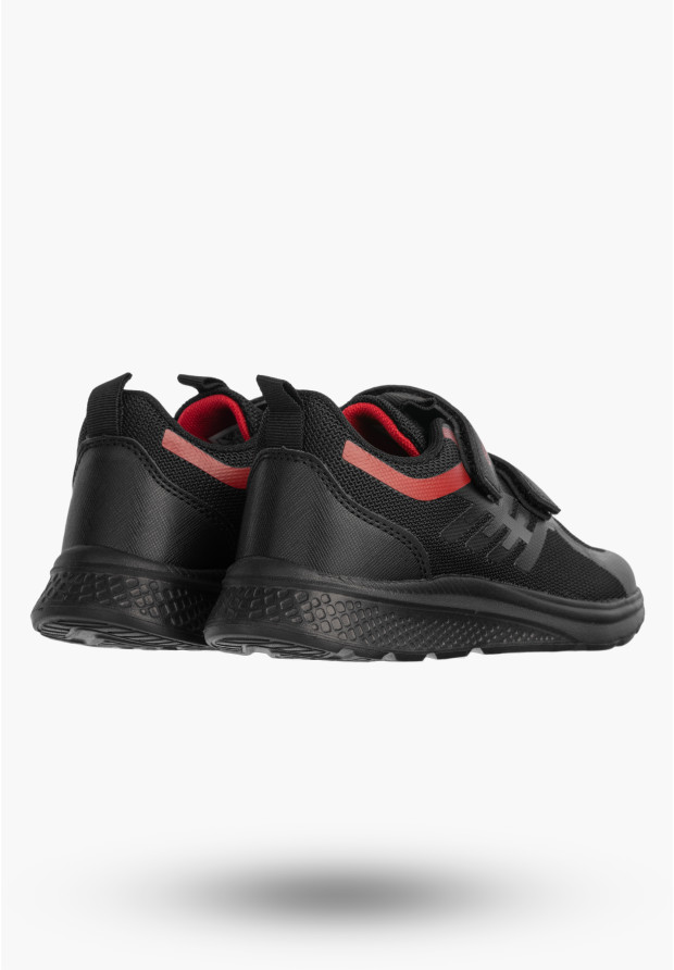 Buty Chłopięce Sneakersy Na Rzepy Sportowe Materiałowe Czarne A-521