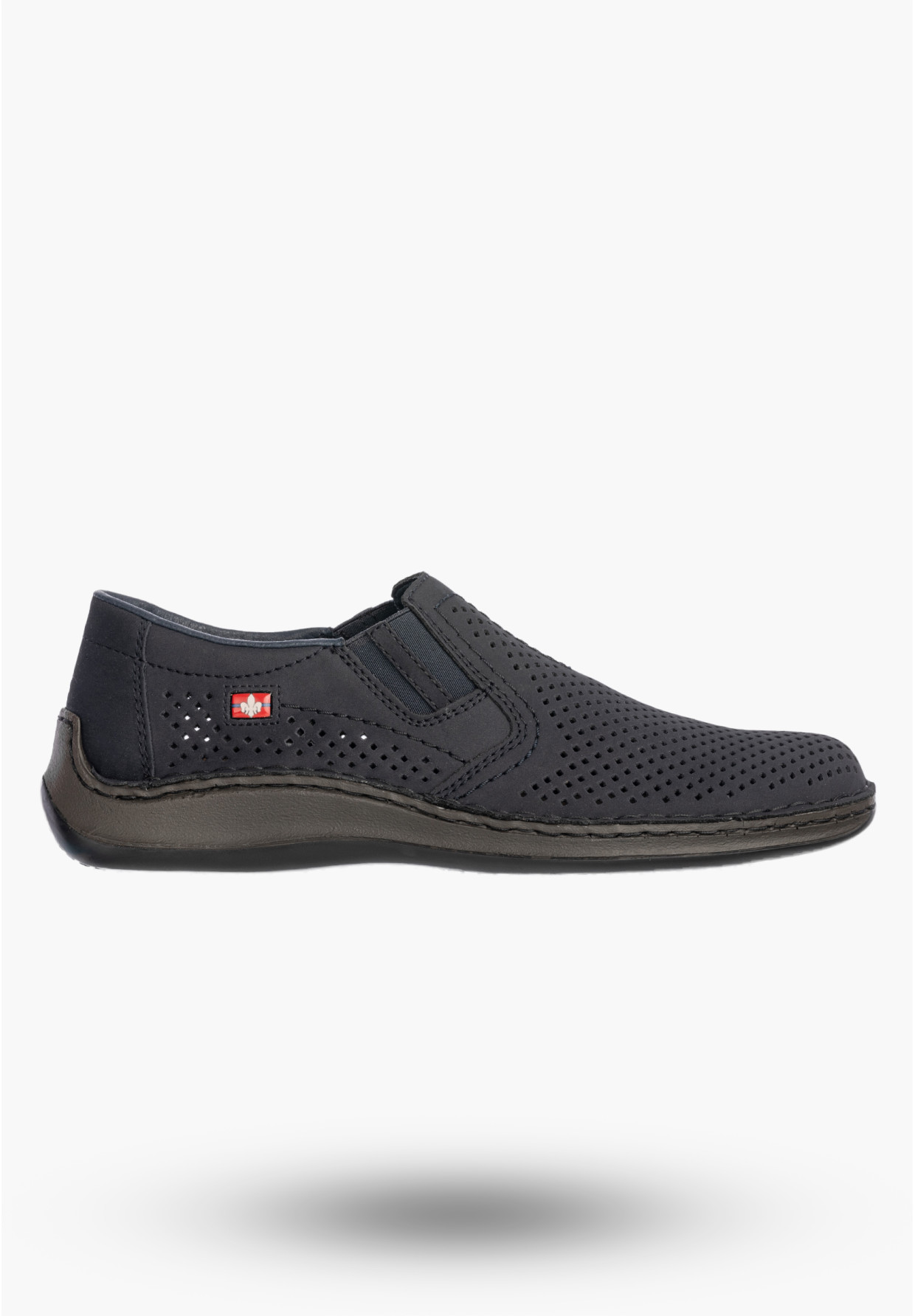 Buty Męskie RIEKER Półbuty Skórzane Mokasyny Wsuwane Granatowe 05297-14
