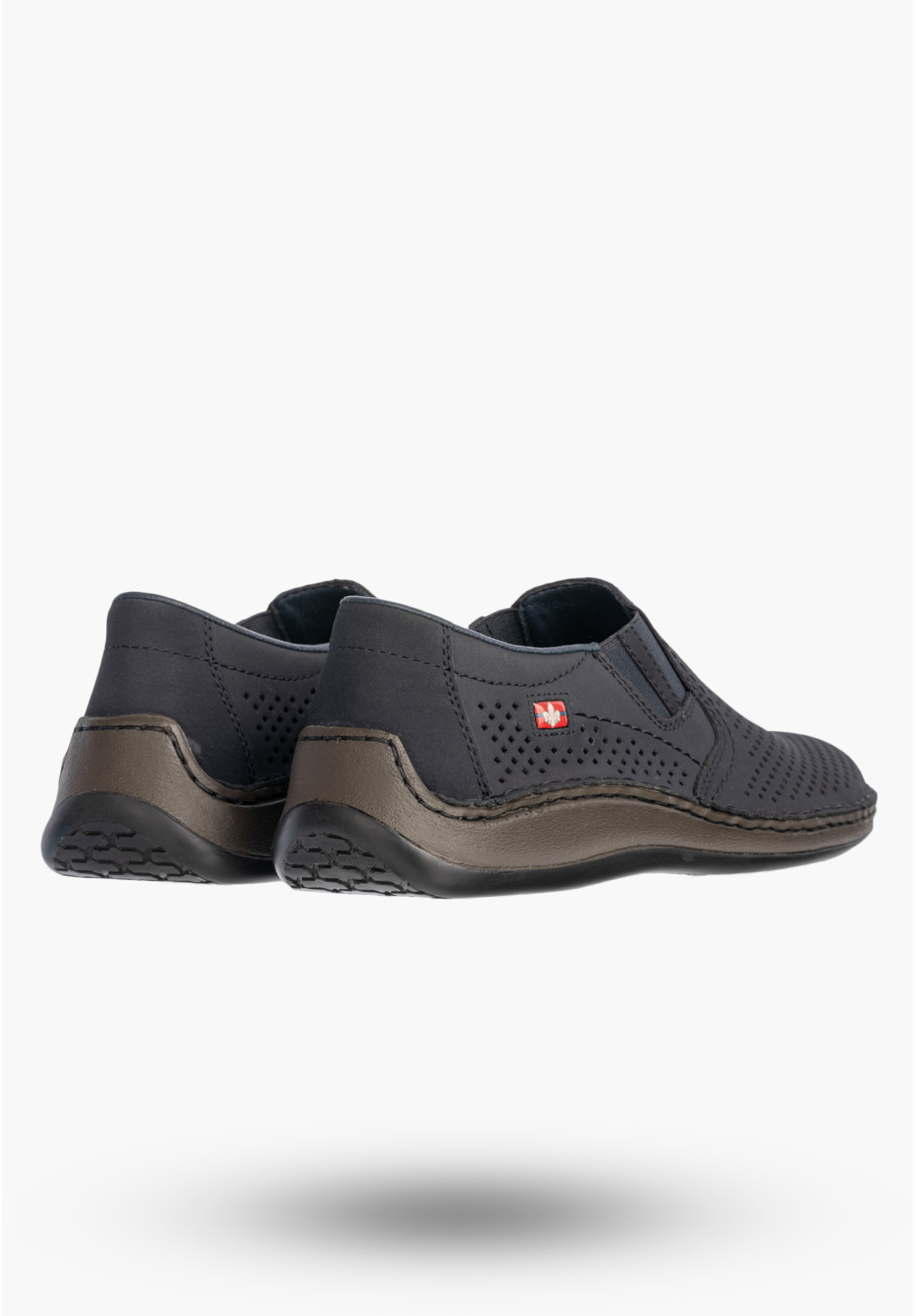 Buty Męskie RIEKER Półbuty Skórzane Mokasyny Wsuwane Granatowe 05297-14