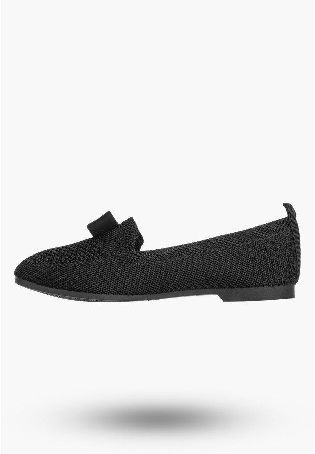 Mokasyny Damskie Wsuwane Buty Baleriny Eleganckie Półbuty Czarne