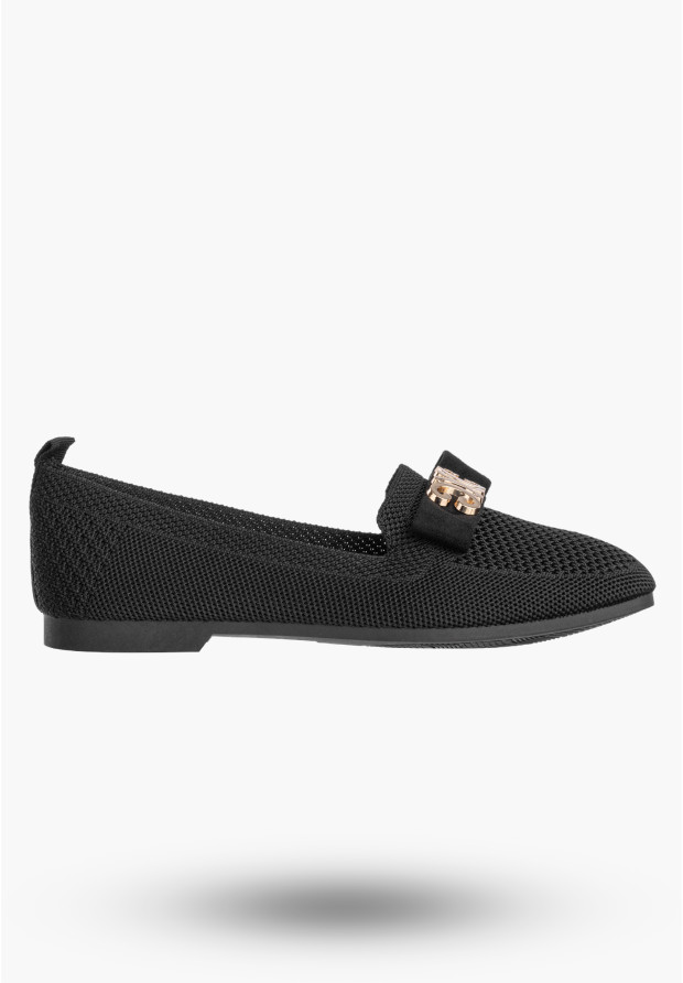 Mokasyny Damskie Wsuwane Buty Baleriny Eleganckie Półbuty Czarne